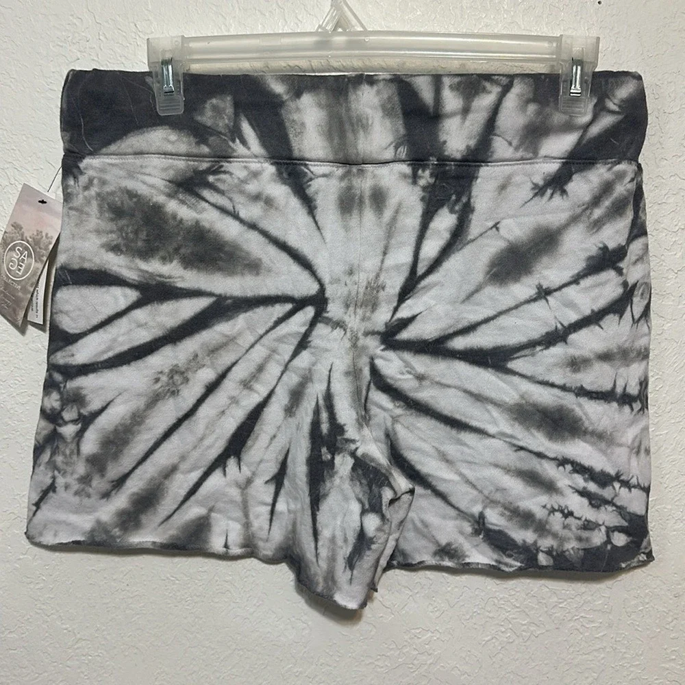 Sage‎ Collective Tie Dye Lounge Shorts Pavement Grey White Drawstring Large NEW